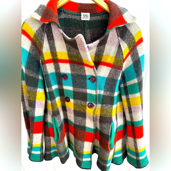 Anthropologie SIYU Multicolor Plaid 100% Wool Coat Size XL - Small - Picture 4 of 9